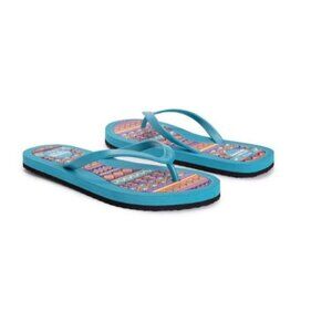 Essentials by MUK LUKS Camellia Flip Flops Women's Sz XL 11-12 Sandals Blue NEW